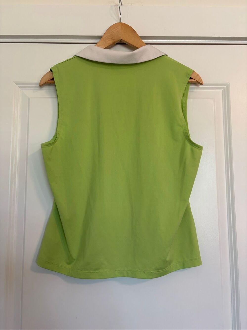 Sigrid Olsen Green & White Collared Tank Top Tennis / Golf Polo Size Large - Picture 3 of 6